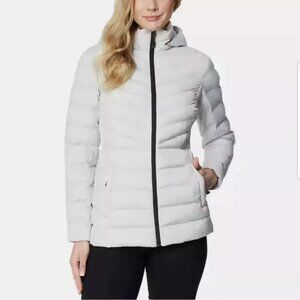 32 Degrees Ladies Hooded Puffer Full Zip Jacket; Birch; Size L